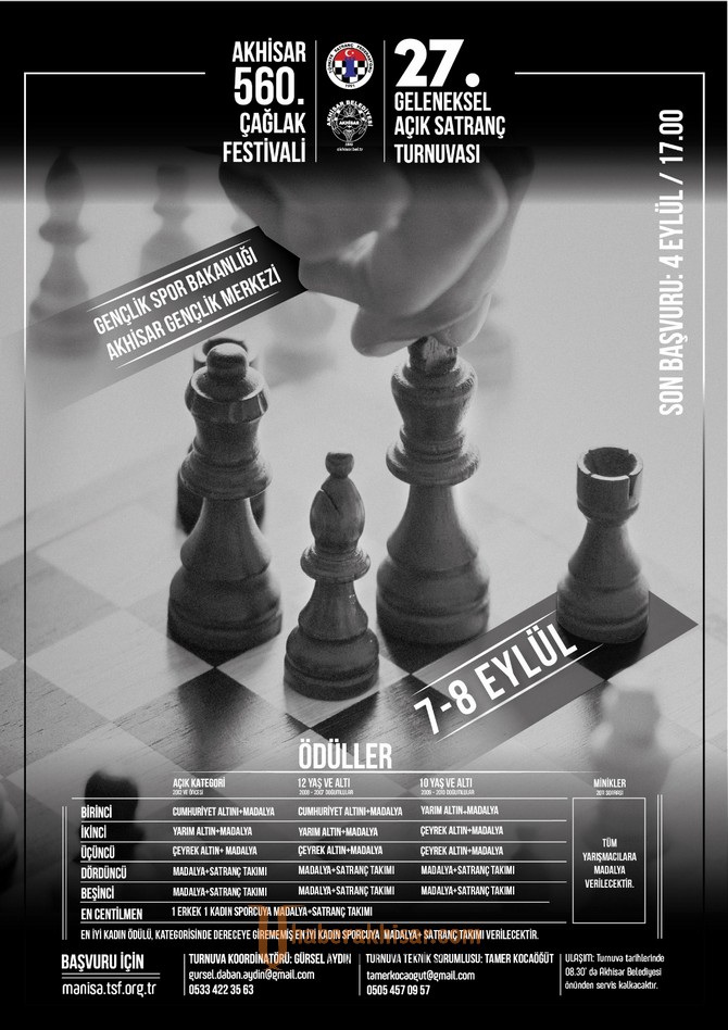 Akhisar 27. Açık Satranç Turnuvası başlıyor
